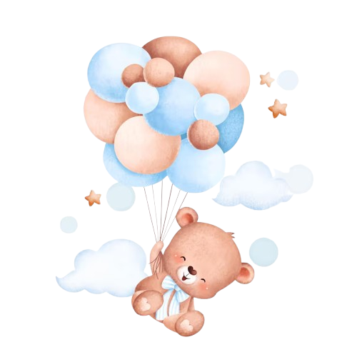 Urso com balões fofos